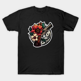 Pistol and flowers T-Shirt